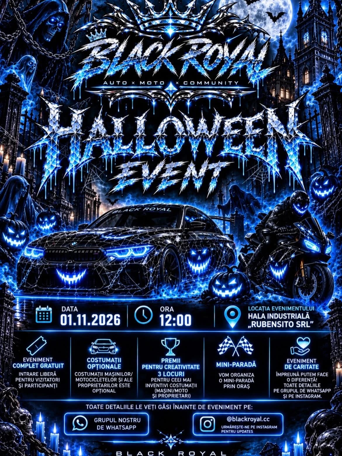 BLACK ROYAL organizează un eveniment auto-moto de Halloween, pe 1 noiembrie, între Șag și Jebel