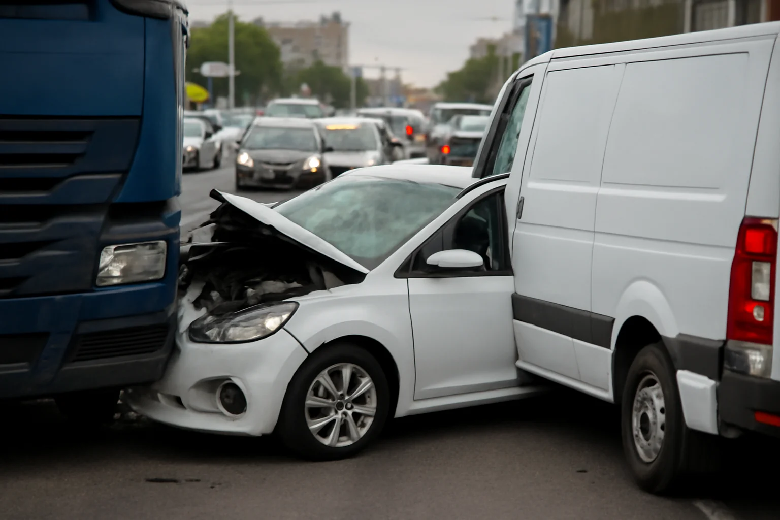 Camion Lovește Mașină și o Proiectează într-o Autoutilitară pe Cea mai Aglomerație Rutieră din Timiș!