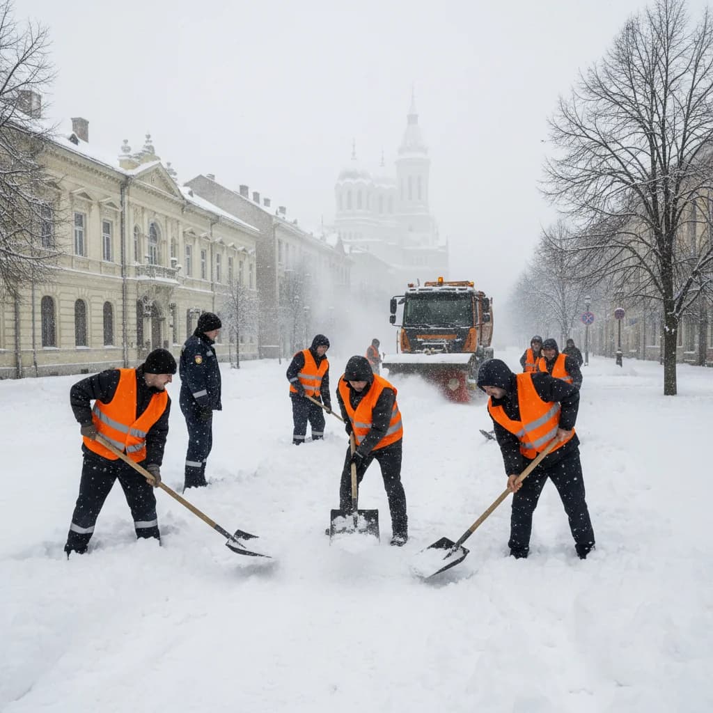 Deszăpezire extinsă în Timișoara cu sprijinul deținuților, vineri dimineață