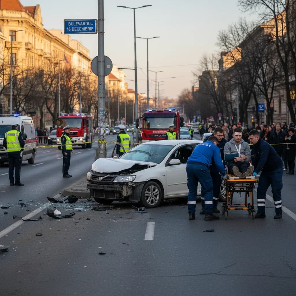 Tânăr rănit și transportat la spital după un incident rutier pe 16 Decembrie din Timișoara