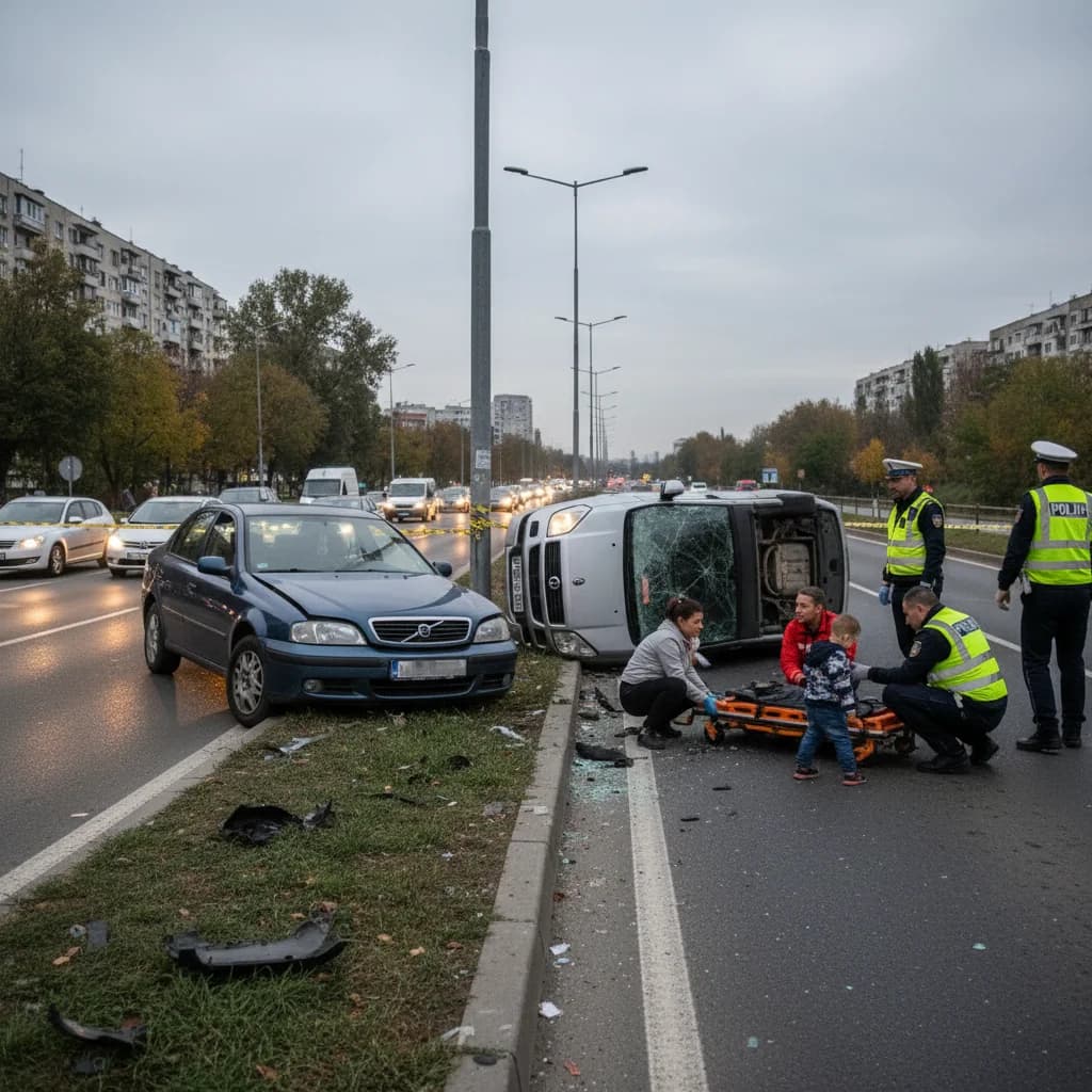 Trei victime, inclusiv un copil, iar șoferul vinovat a fugit și este căutat de poliție